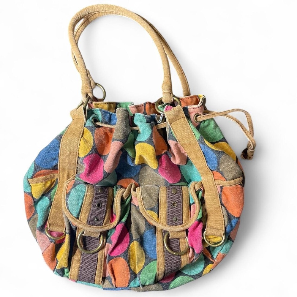 Vintage Y2K Polka Dot Shoulder Bag Purse MULTICOLOR Boho Hippie 90s Style